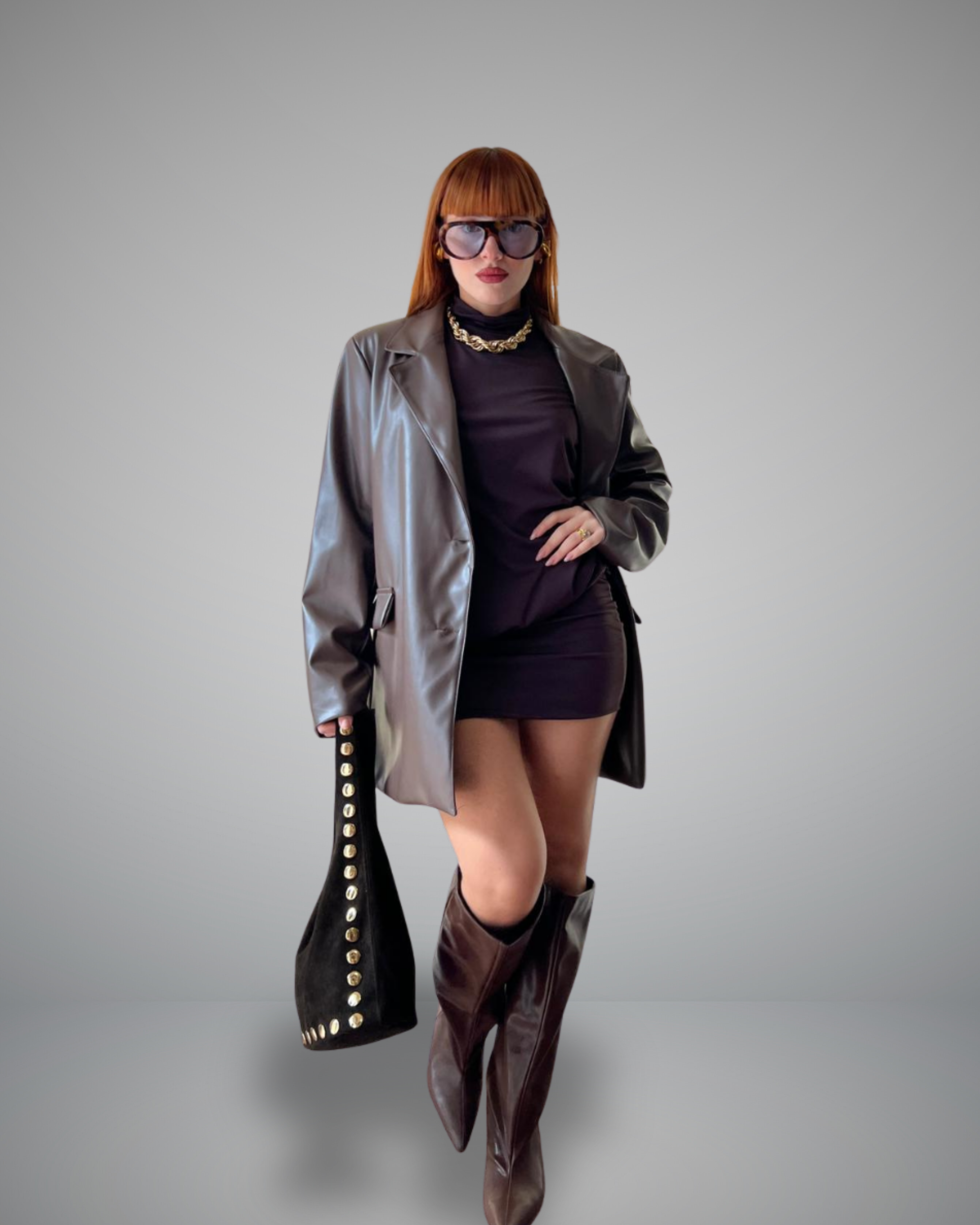 blazer ecopelle oversize chocolate