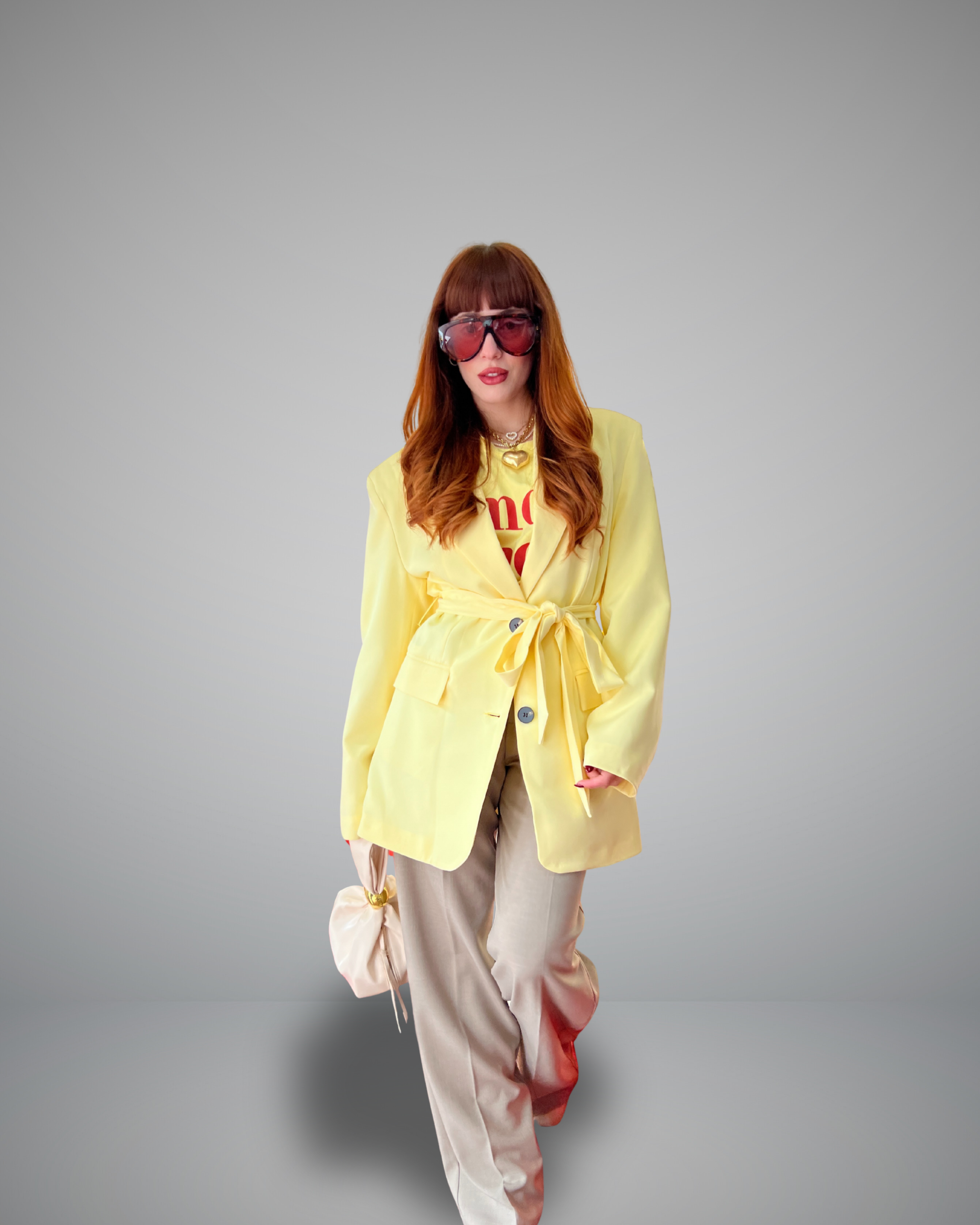 blazer con cinta giallo