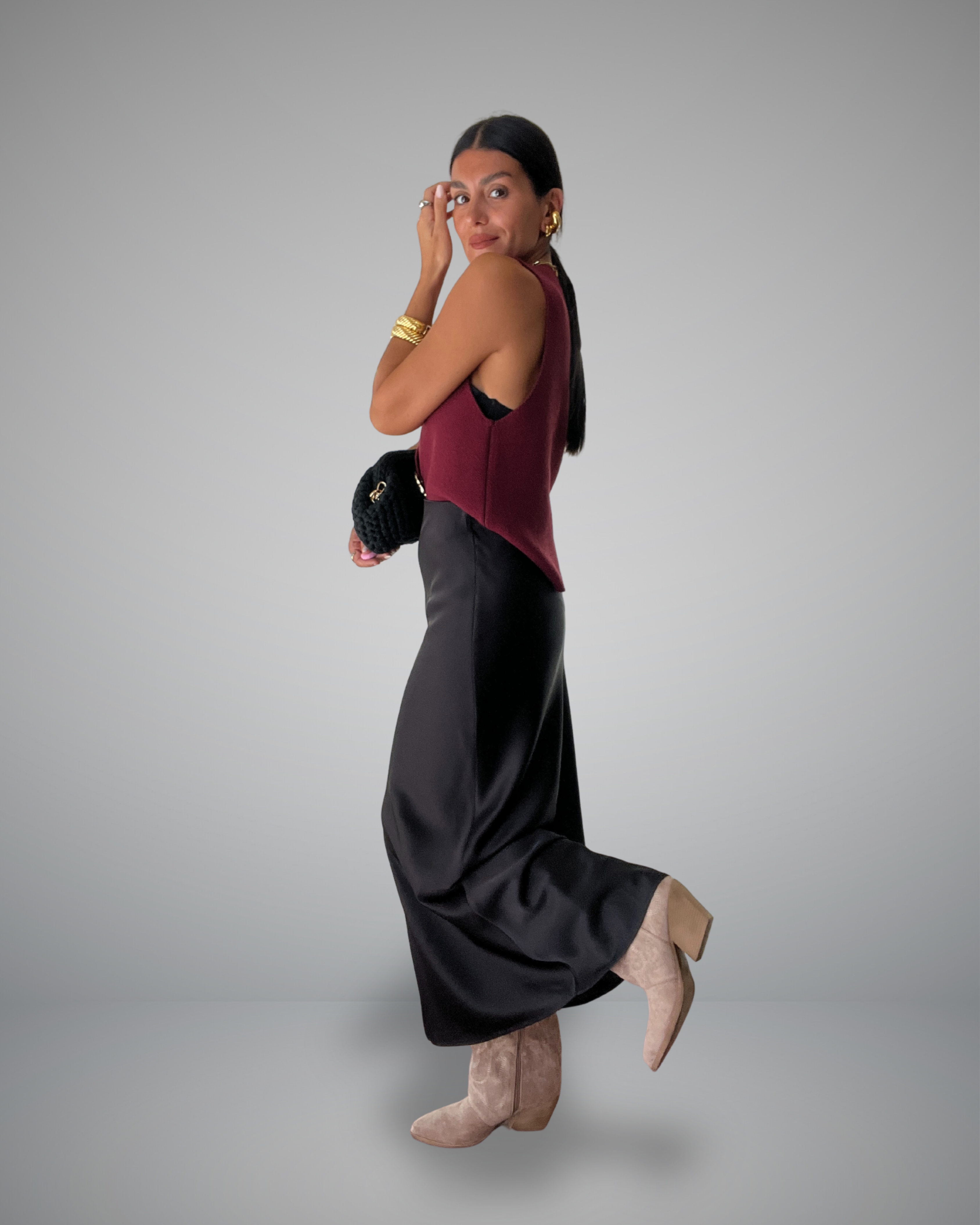 satin skirt nera