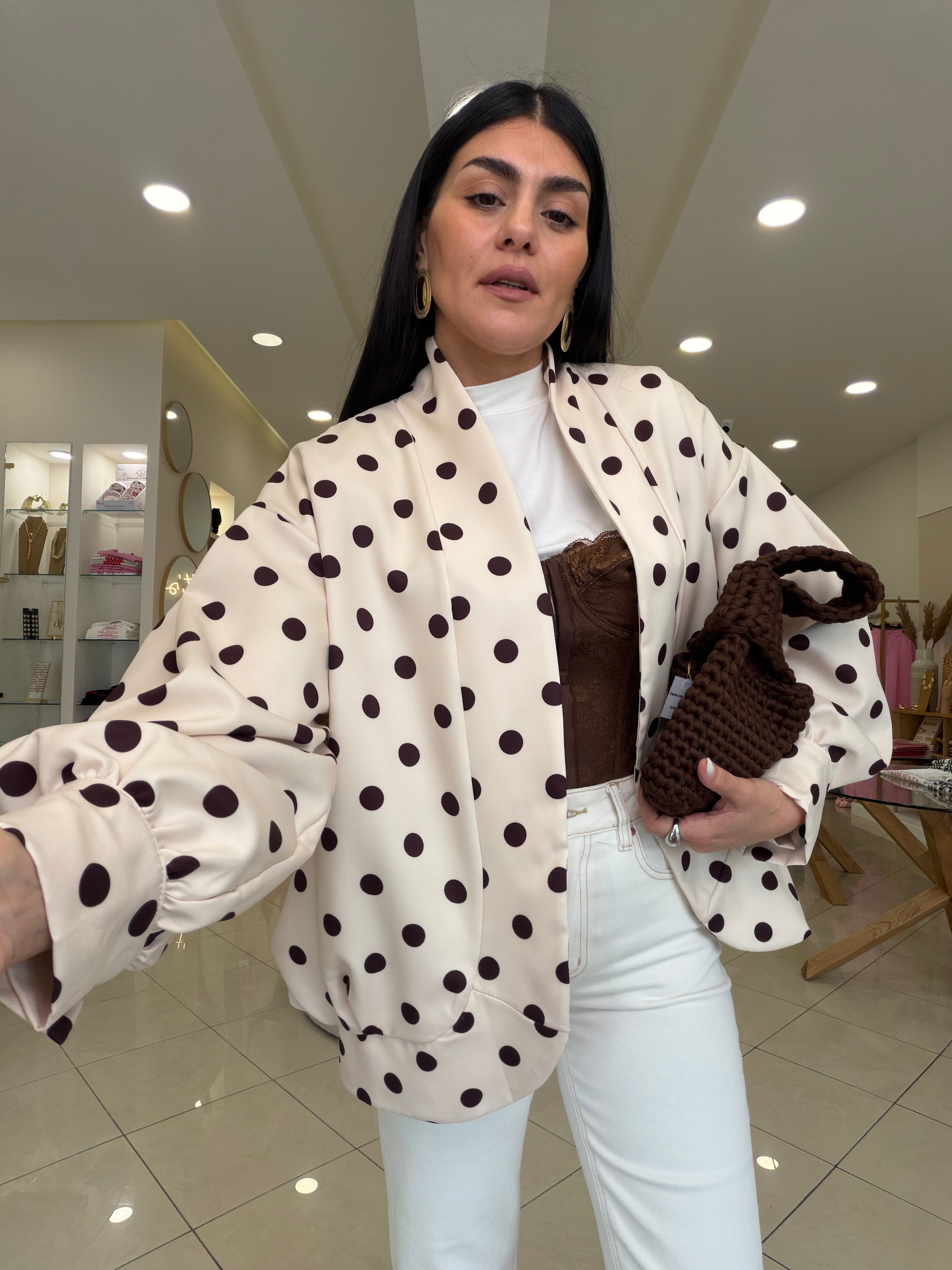 bomber pois peso camicia