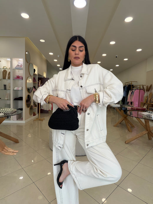 giacca oversize cuciture nere