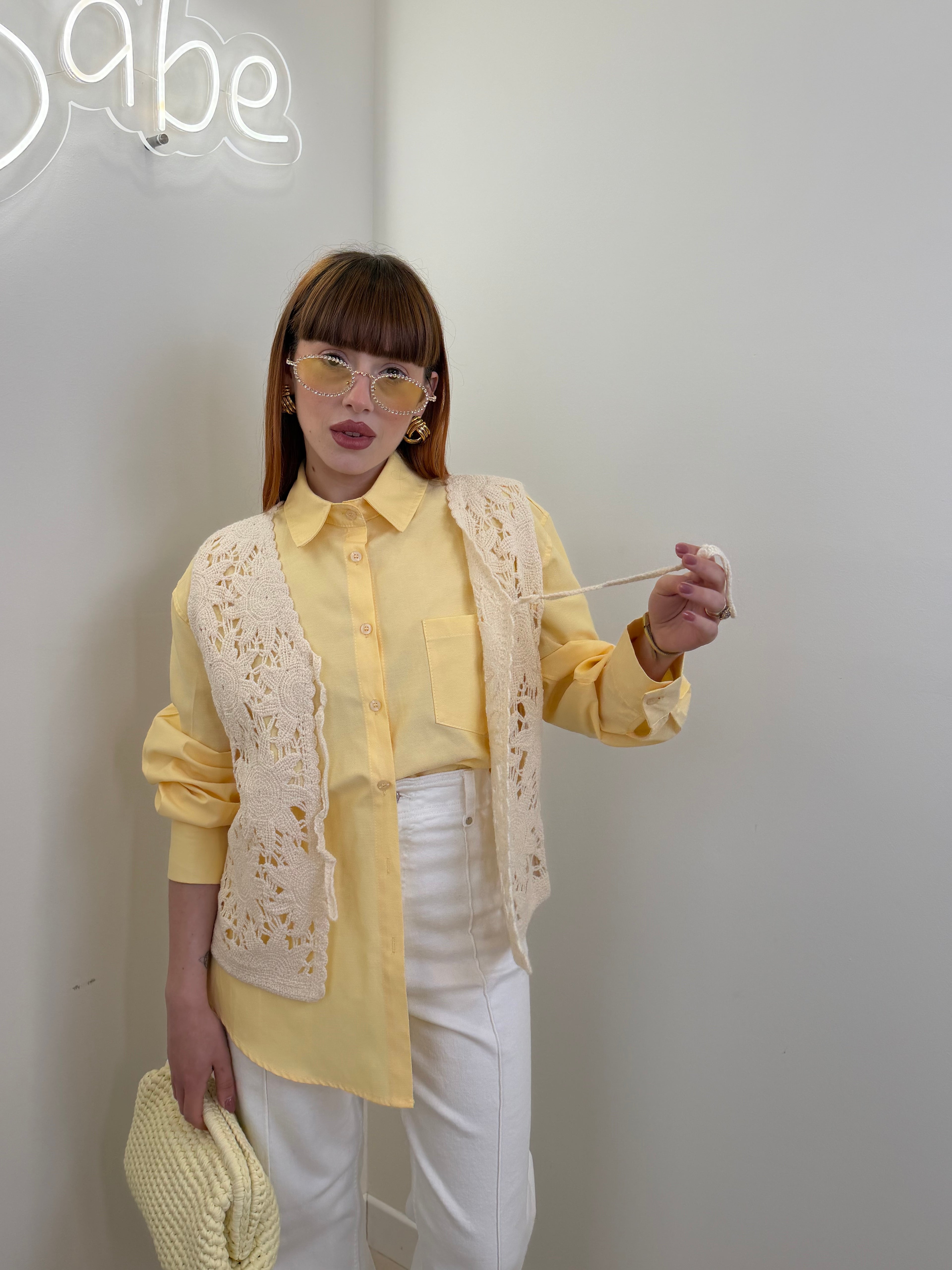 camicia in cotone giallo