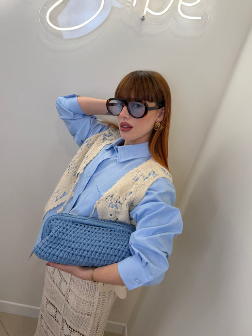 camicia in cotone celeste