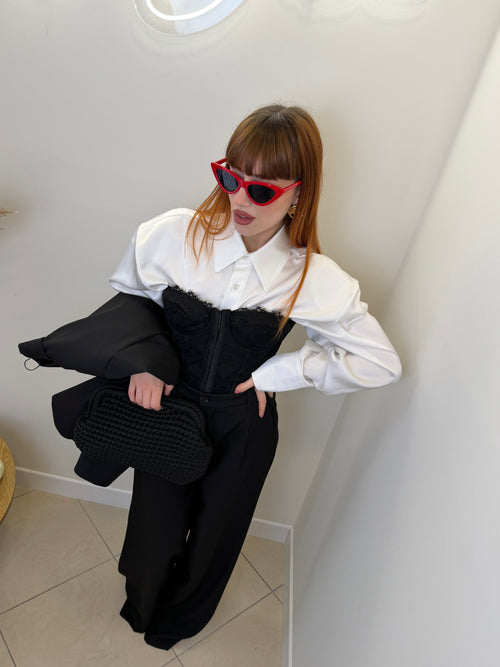 camicia in saten con spallina