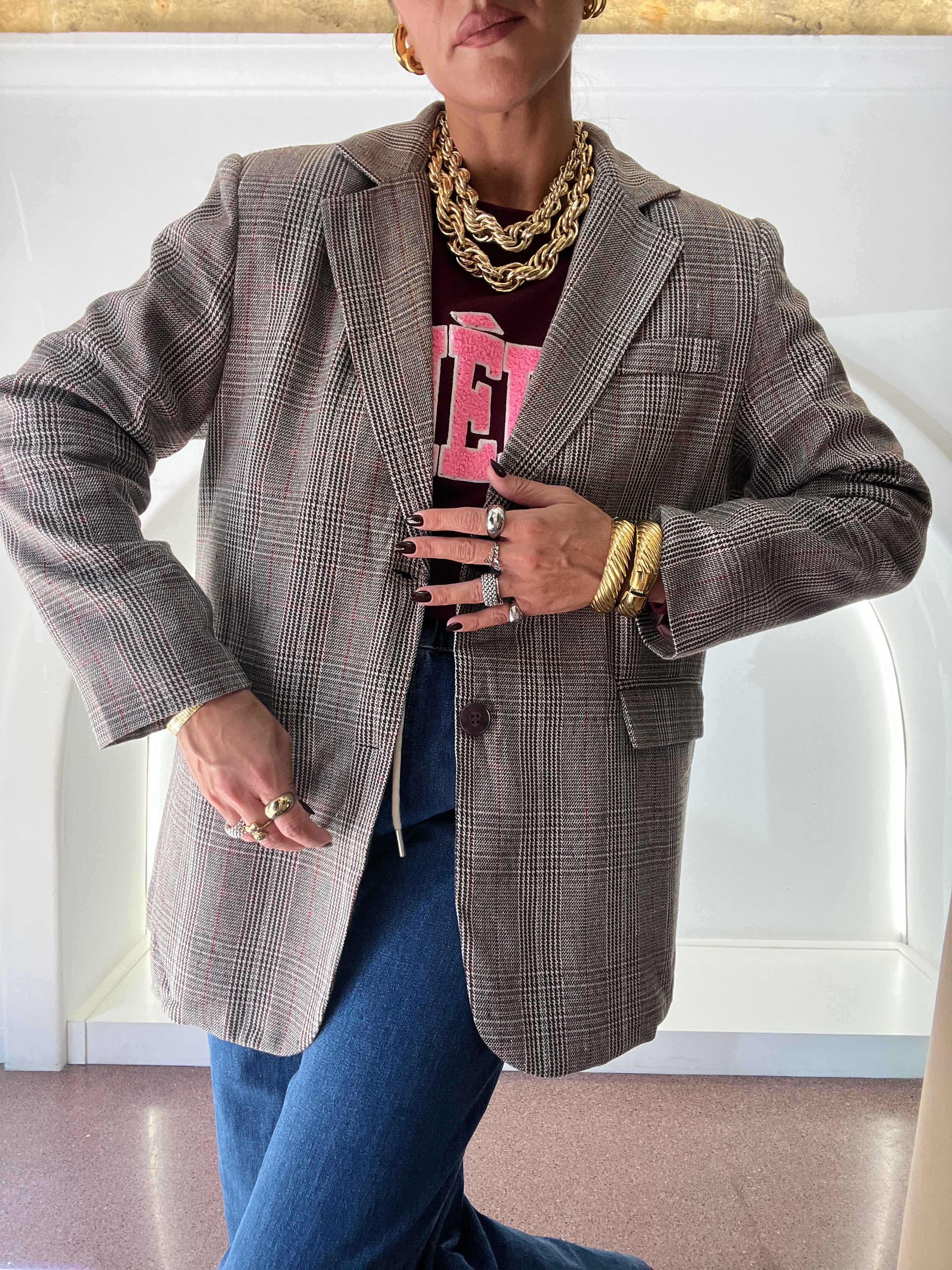 tweed blazer chocolate