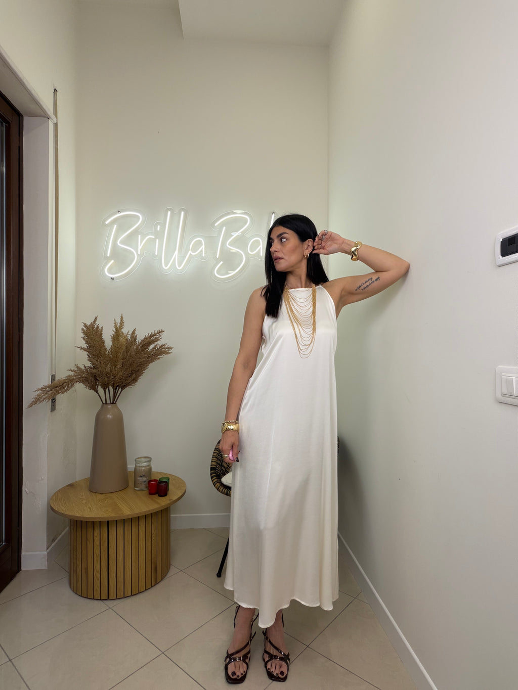 SATEN DRESS panna