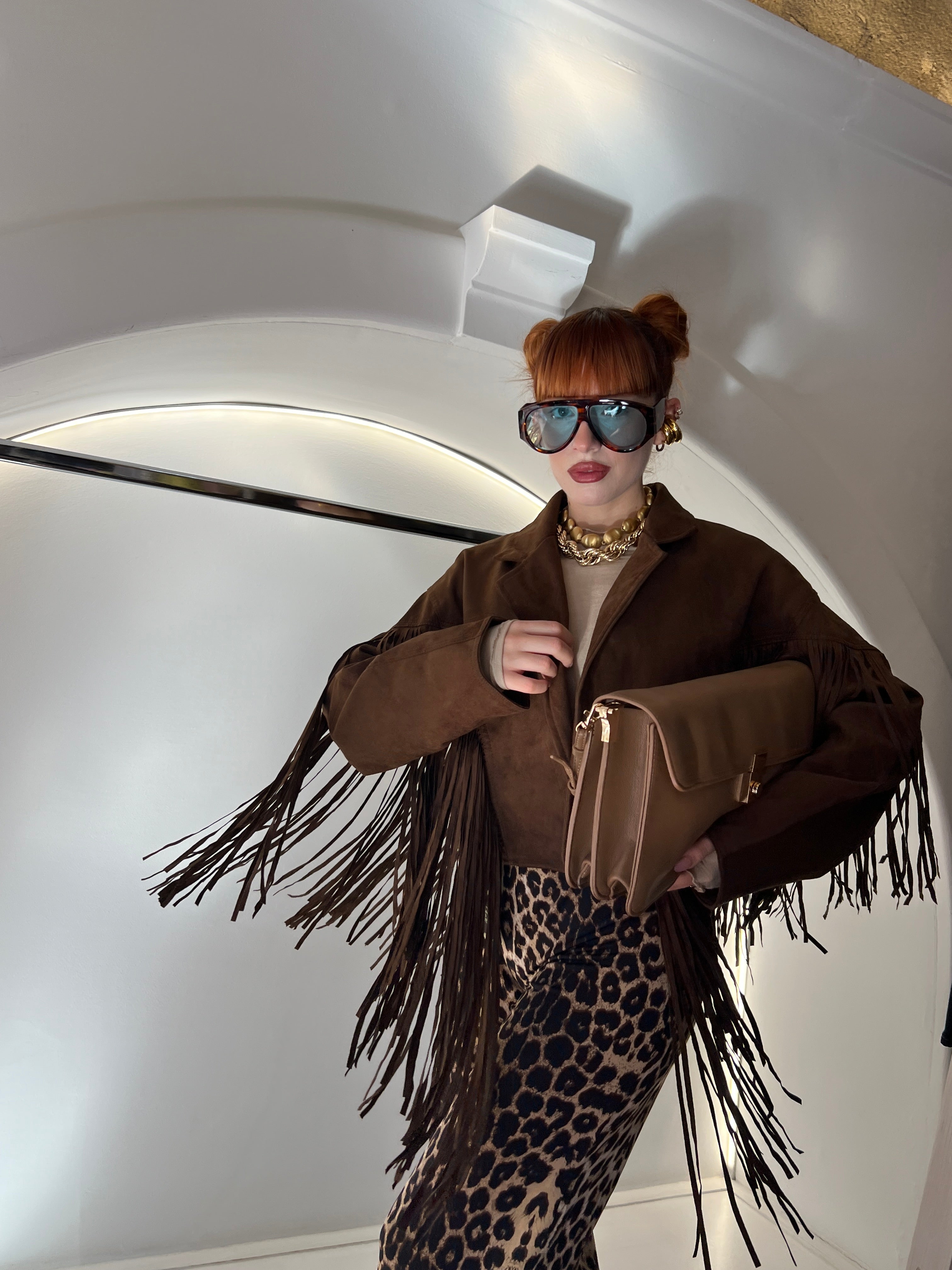 suede jacket marrone