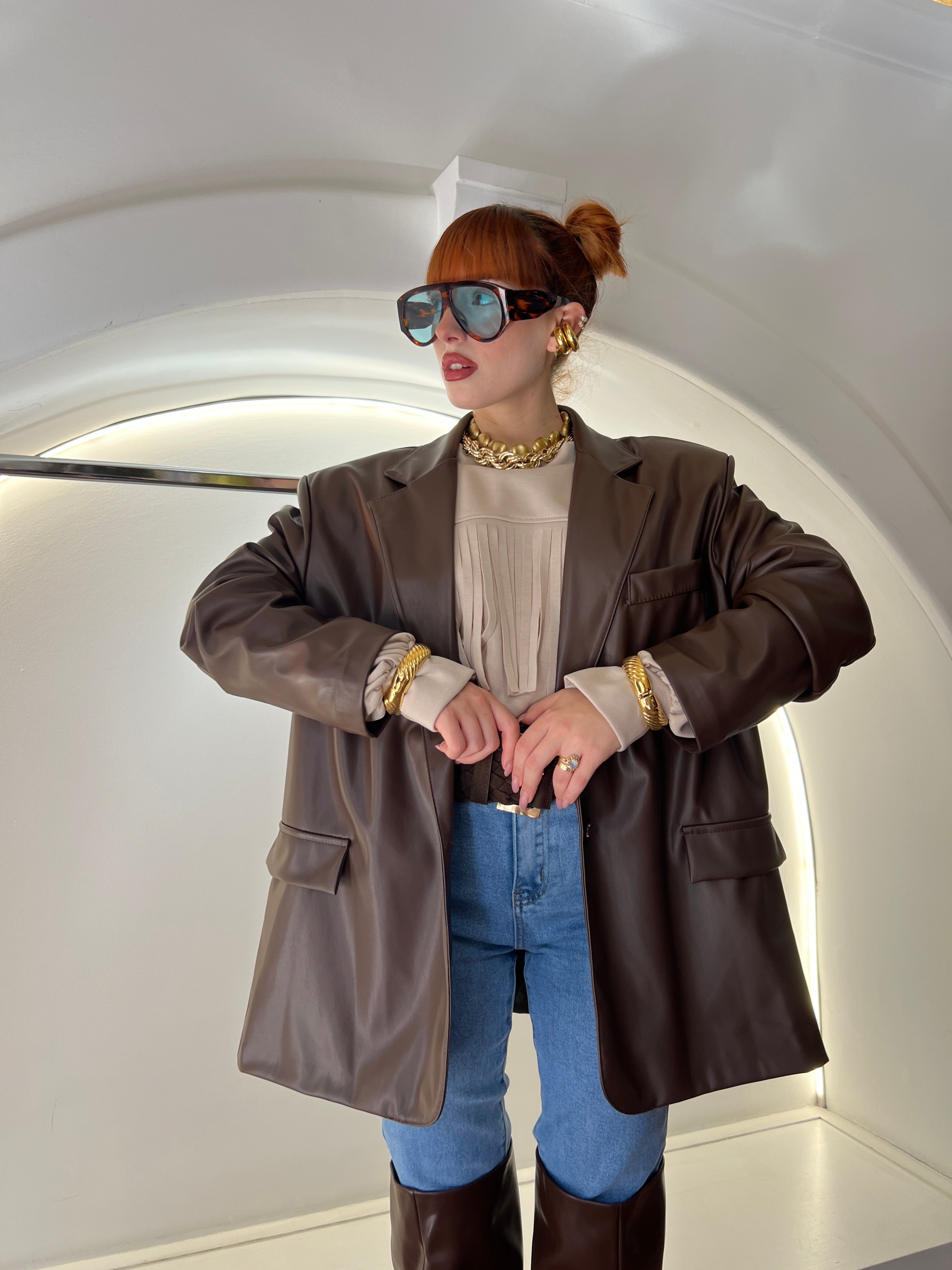 blazer ecopelle oversize