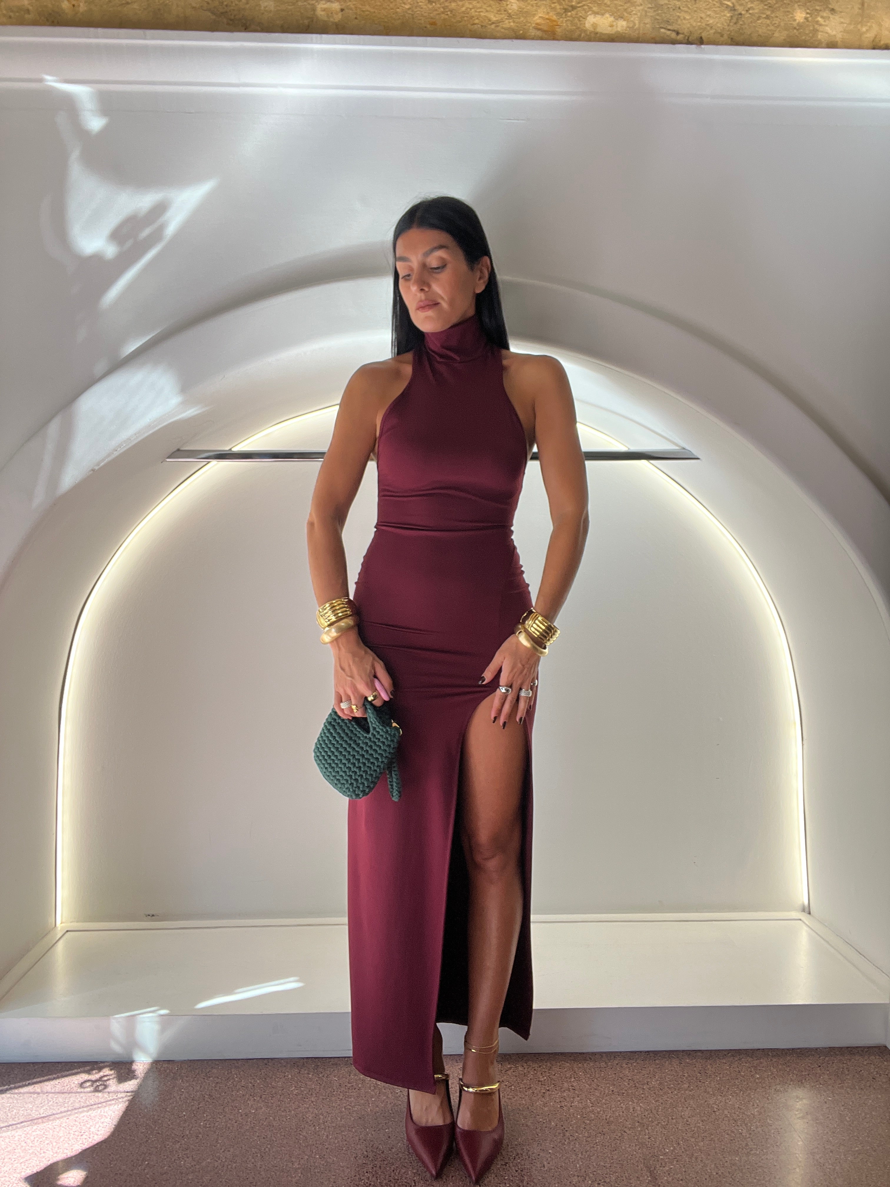 collar dress wine