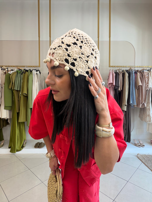 cappellino in crochet  panna