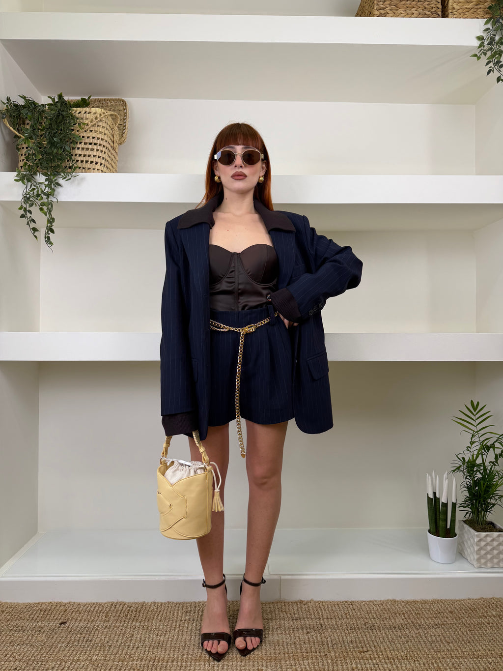 shorts gessato blue by lumina