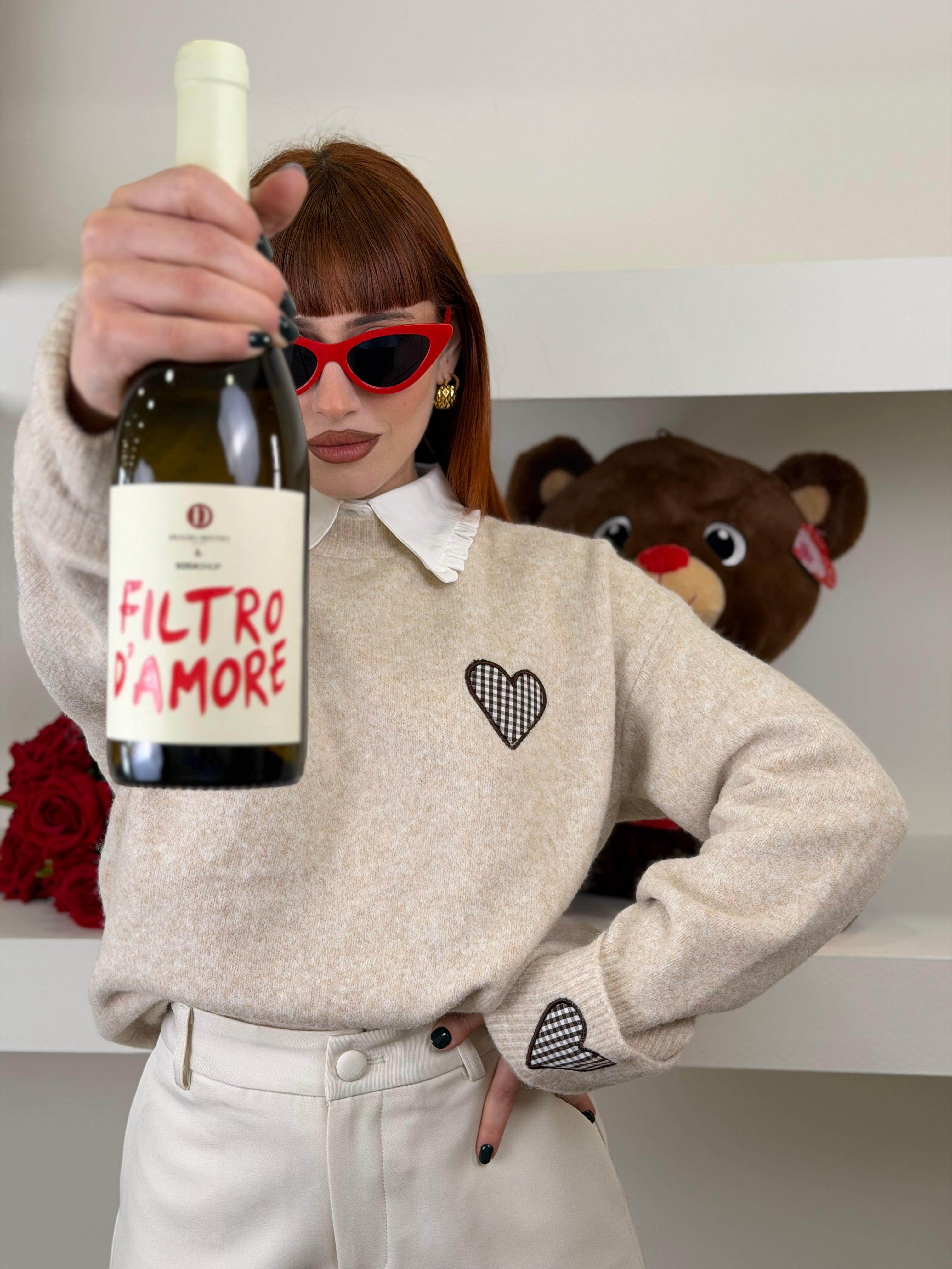 pullover cuore squares