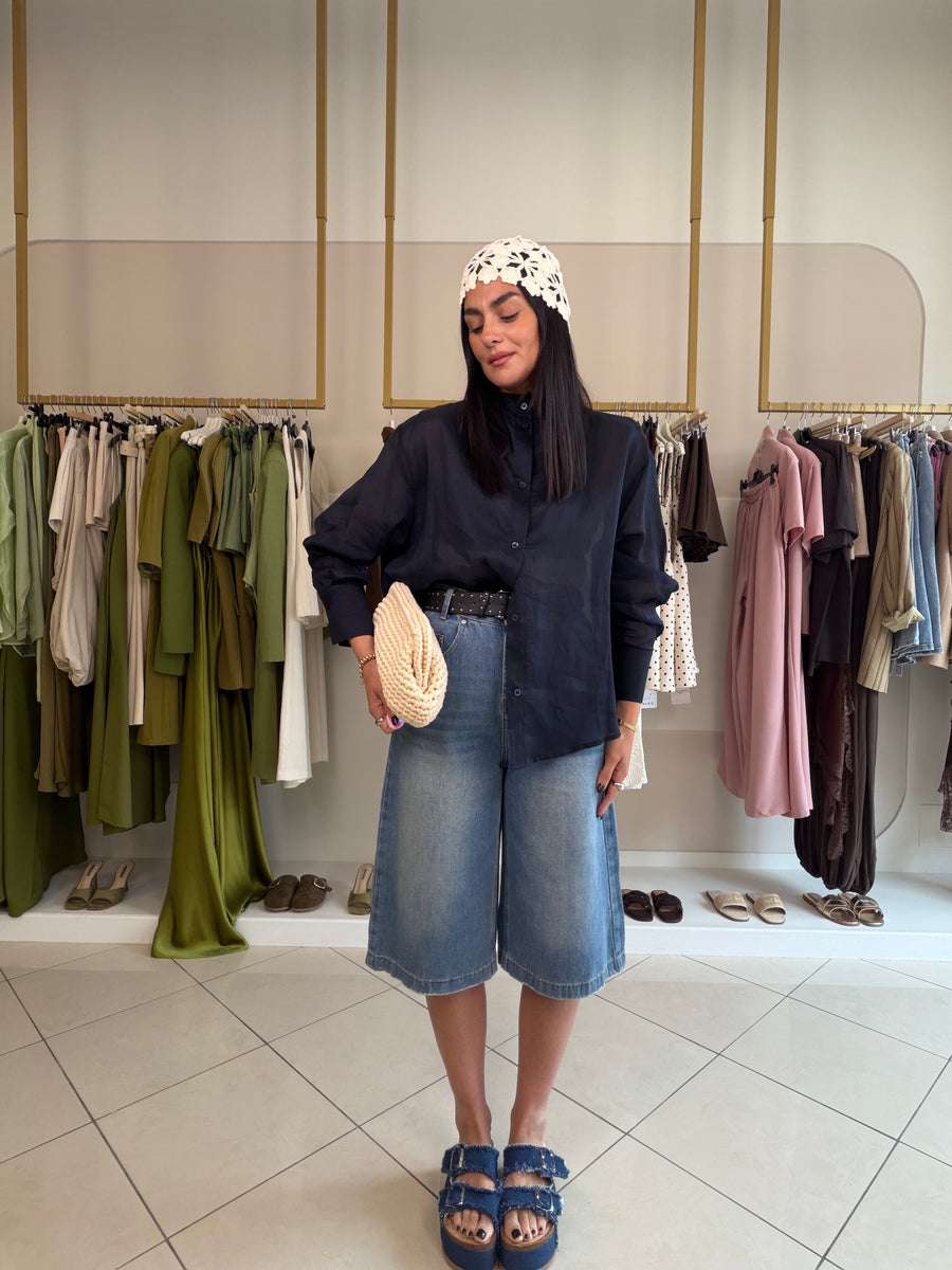 bermudone con cintura in denim