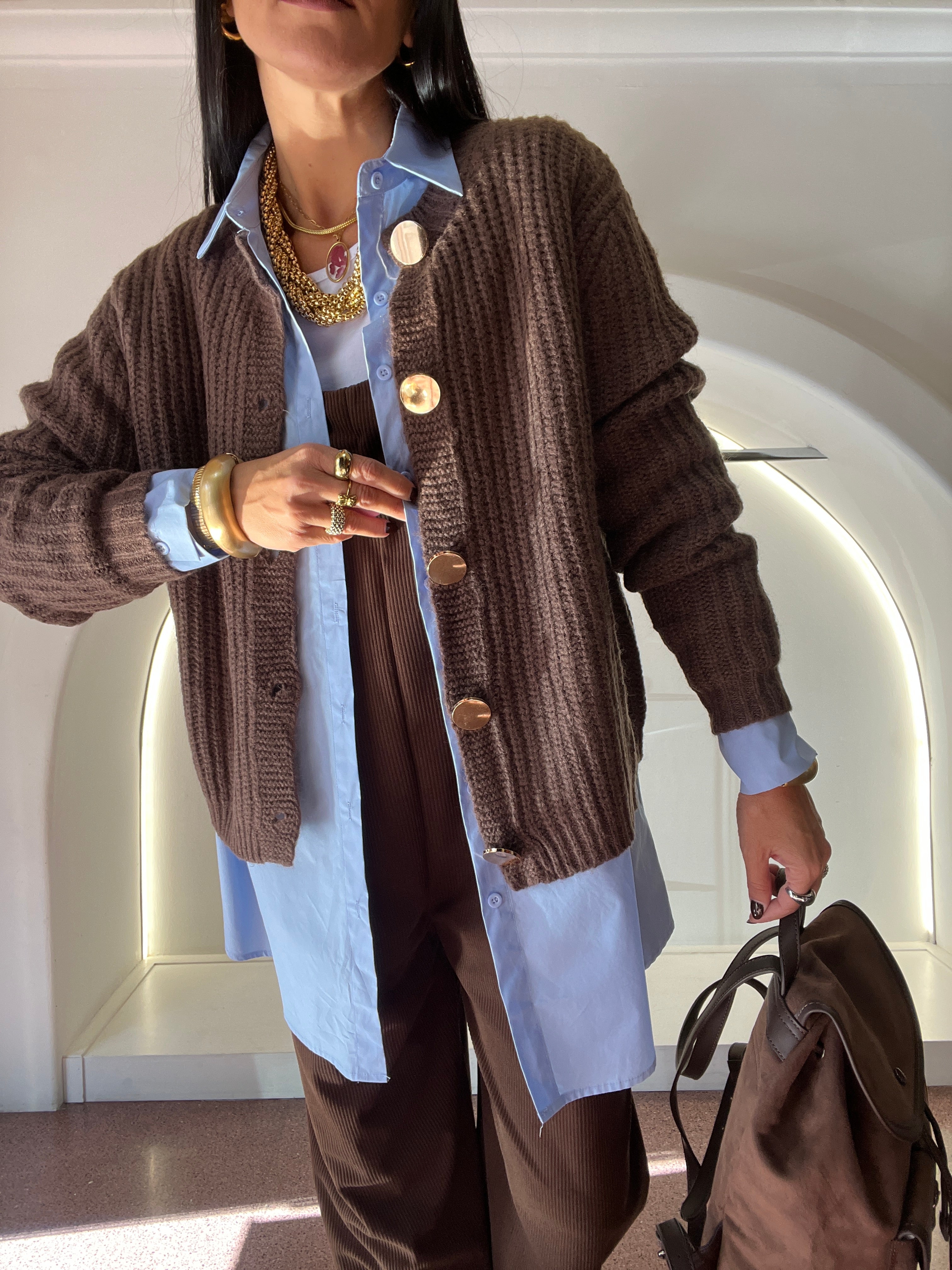 cardigan bottone oro