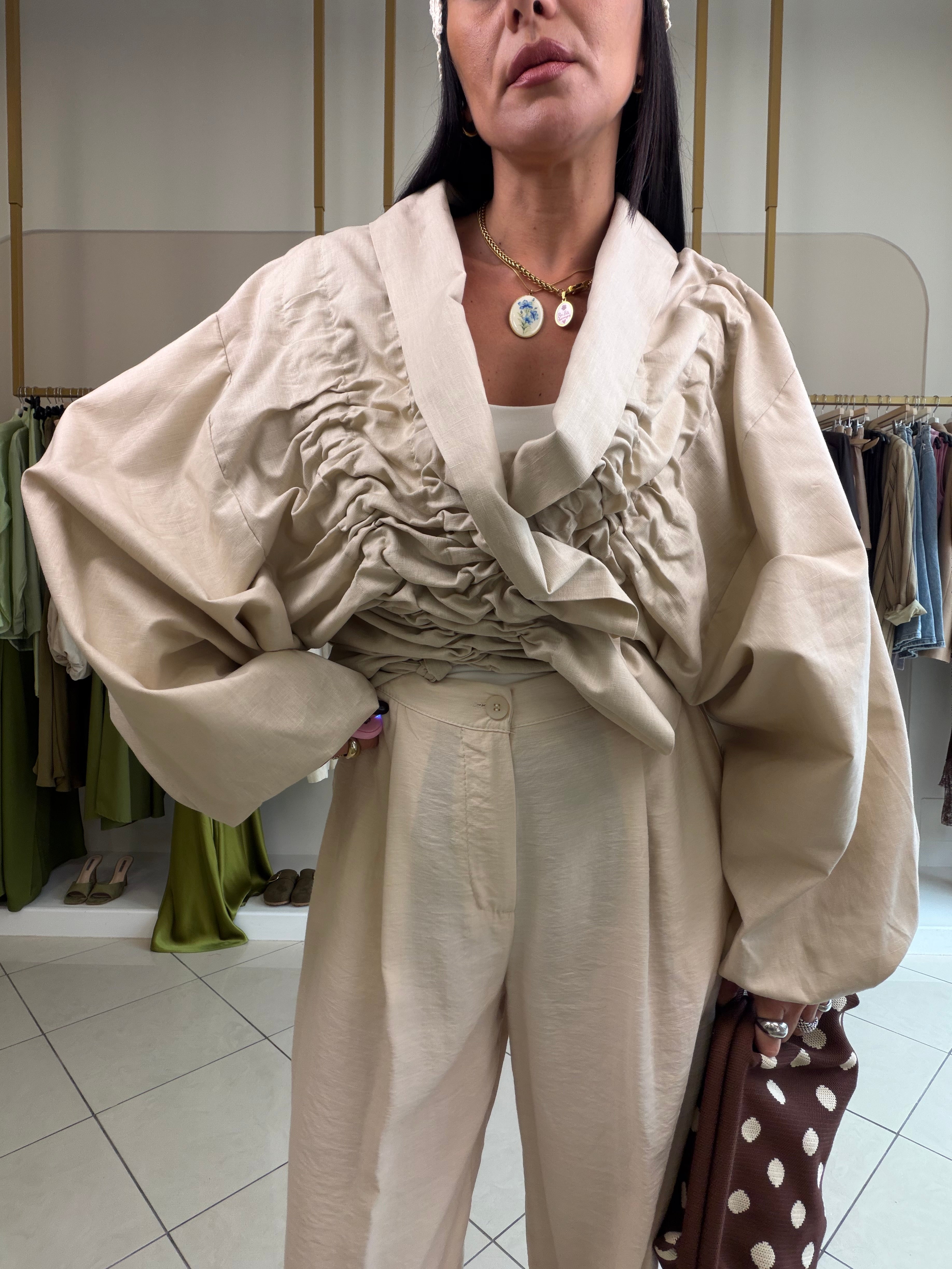 jacket manica sbuffo 100% cotone
