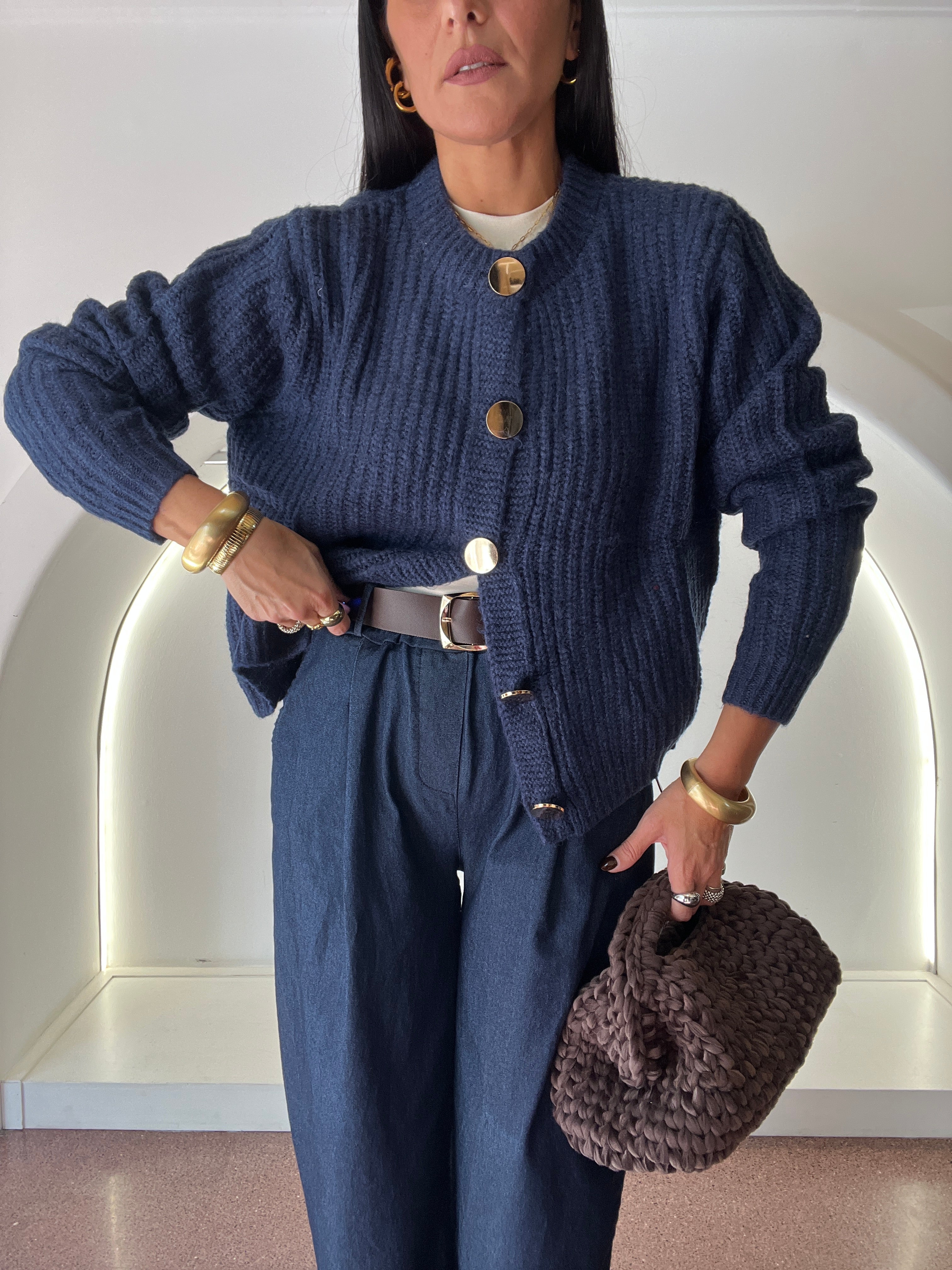cardigan bottone oro