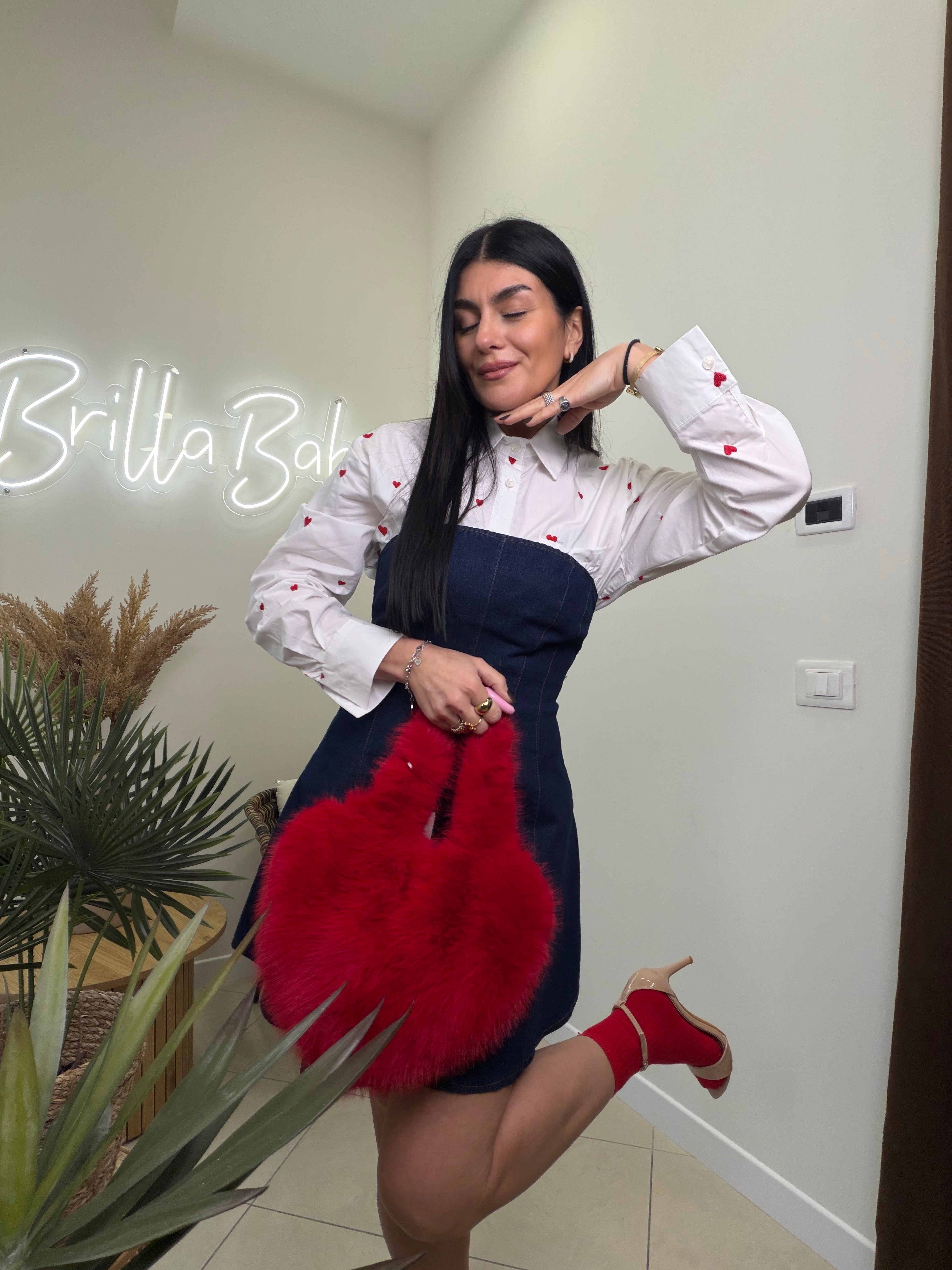 camicia cuori ricamati