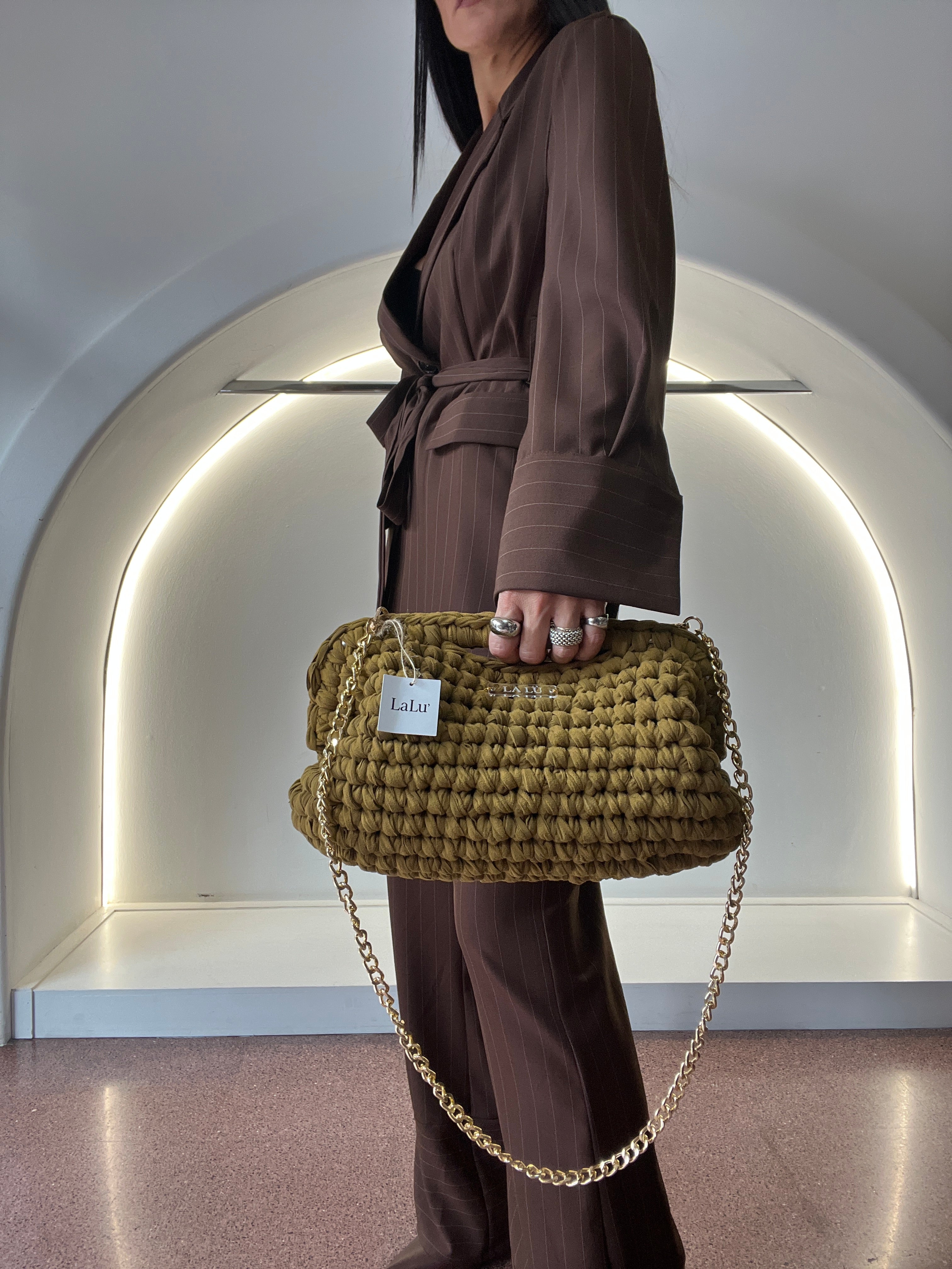 clutch large khaki by Lalù