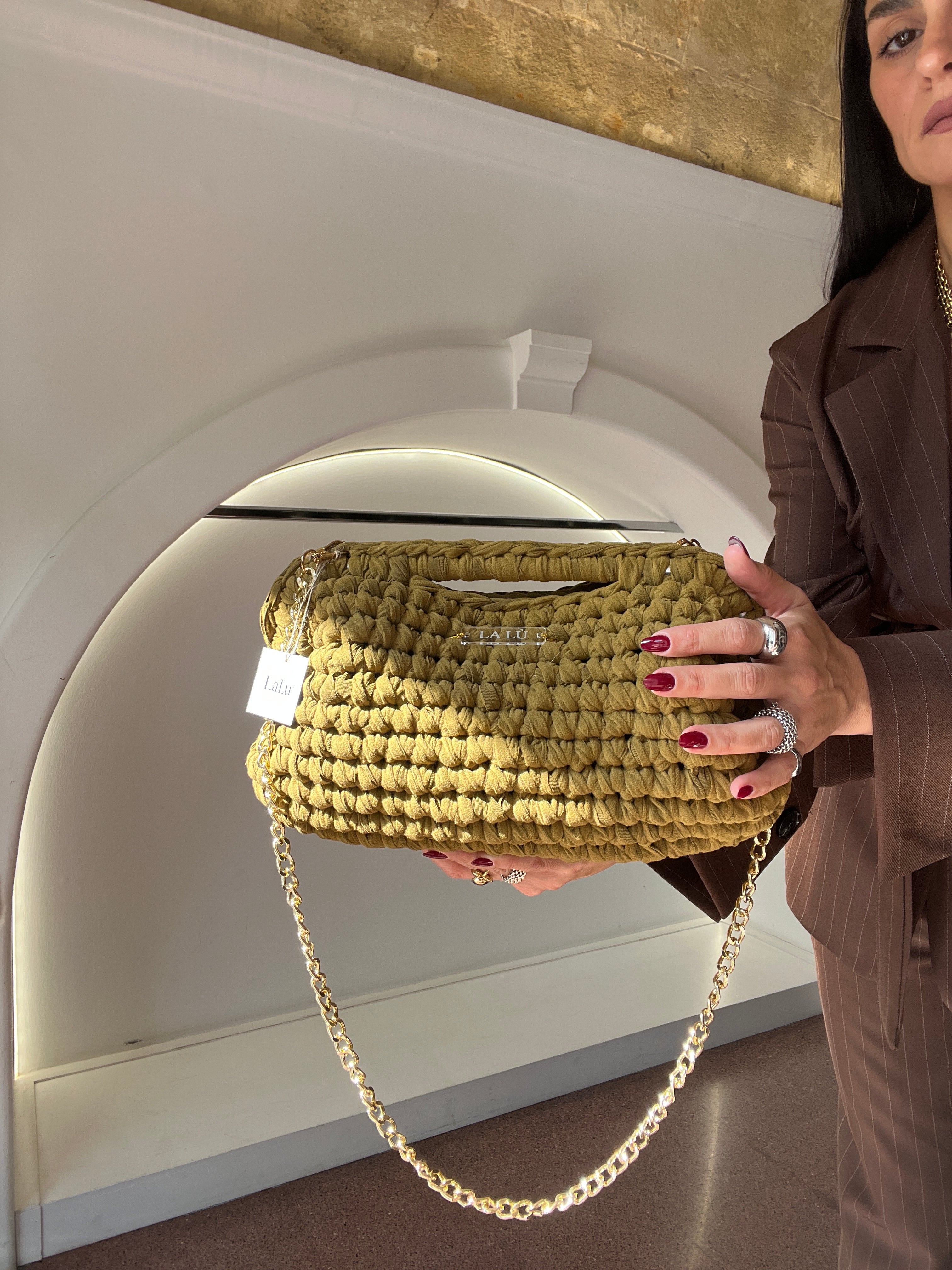 clutch large khaki by Lalù