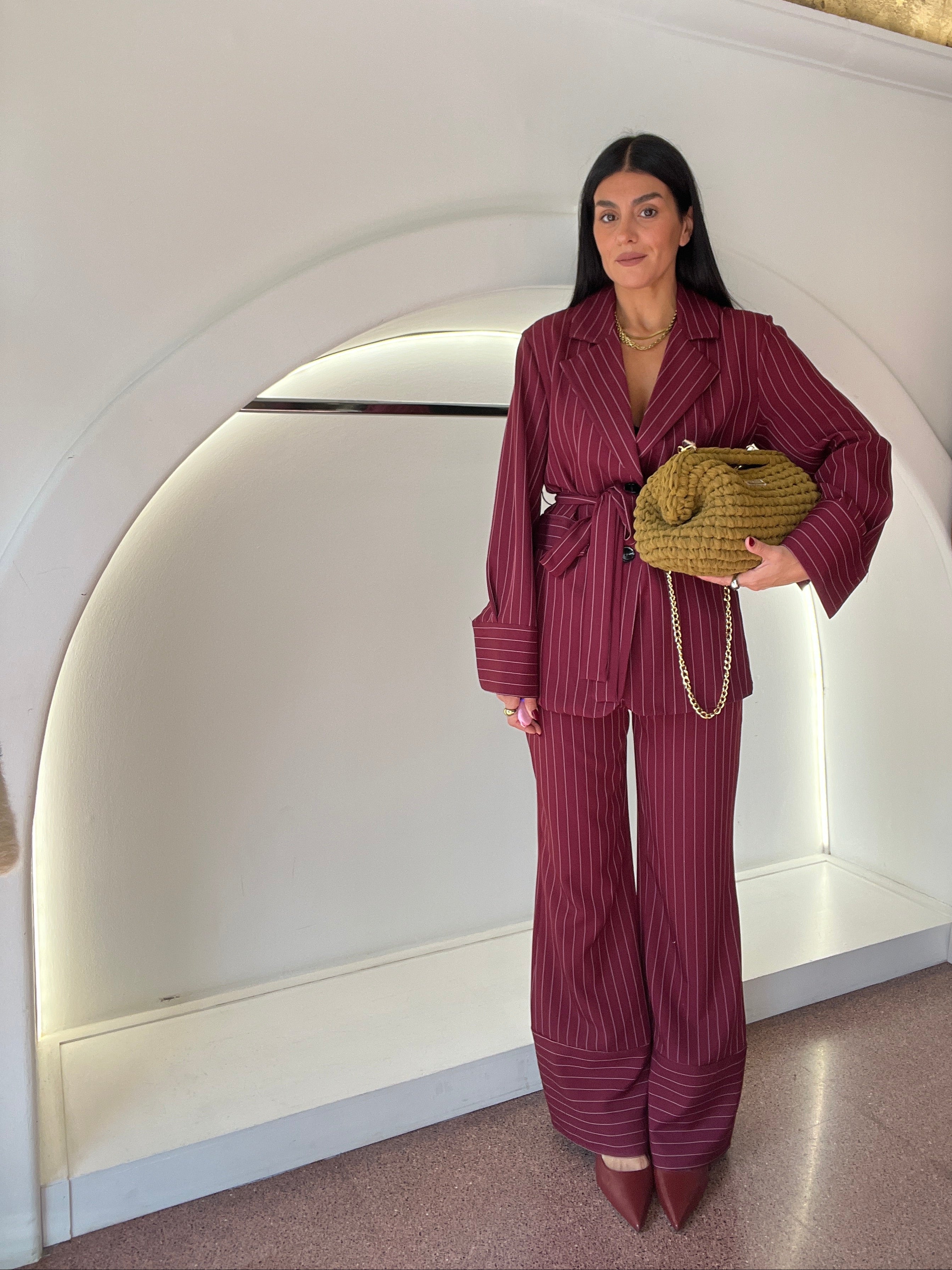 pantalone gessato vinaccia  kimmy