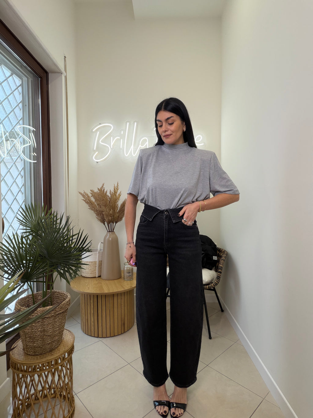 collar denim nero