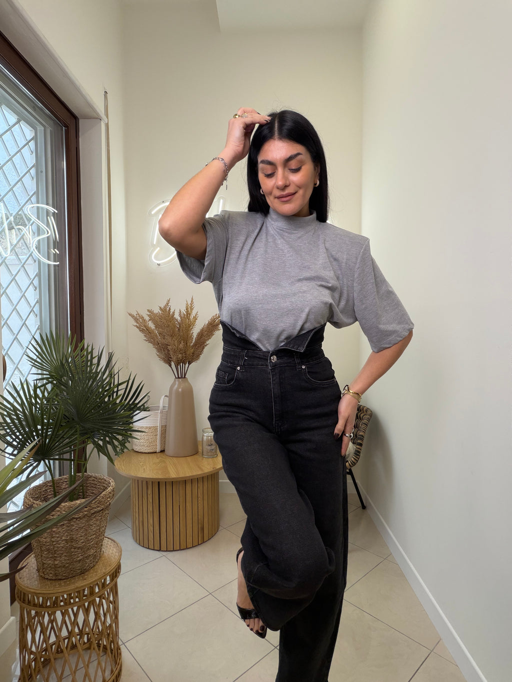 collar denim nero