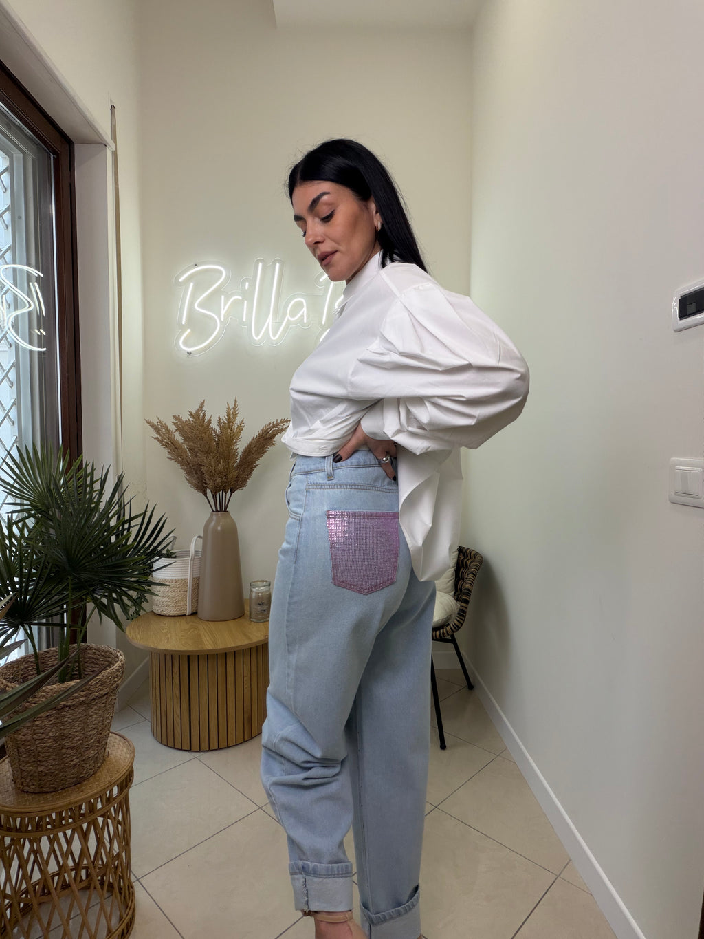 denim baggy glam