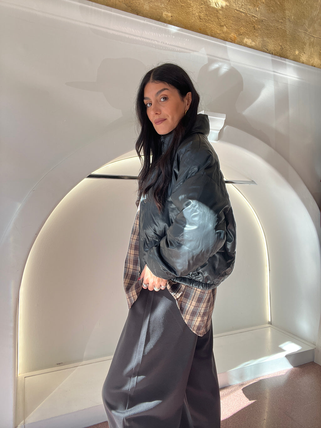 Bomberino ecopelle nero