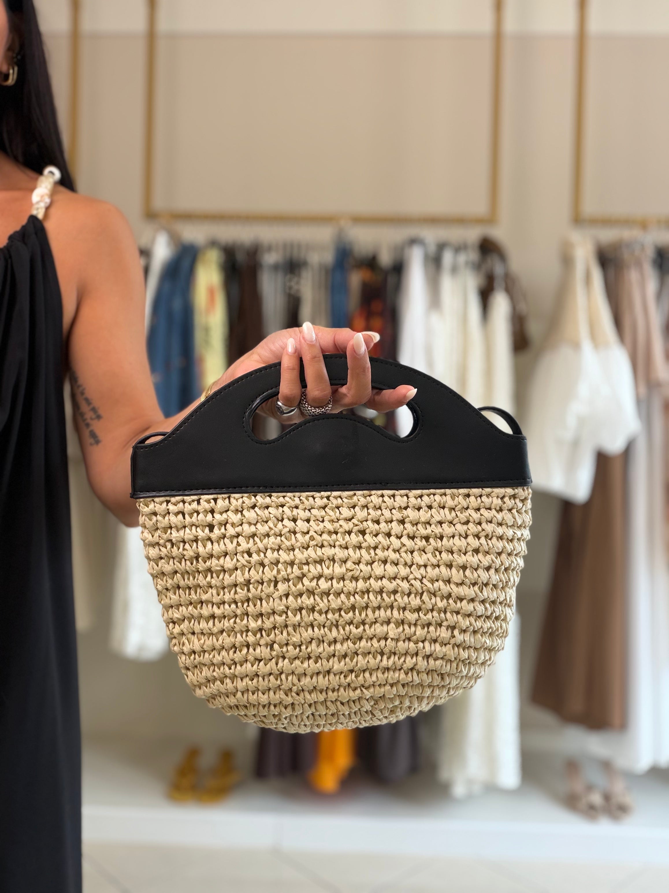 bag paglietta con tracolla
