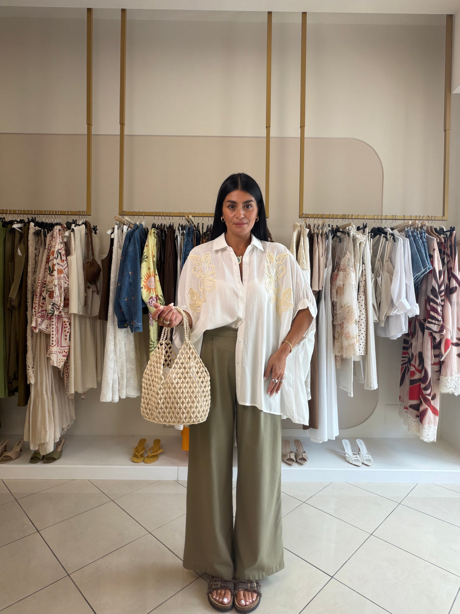 pantalone in lino salvia