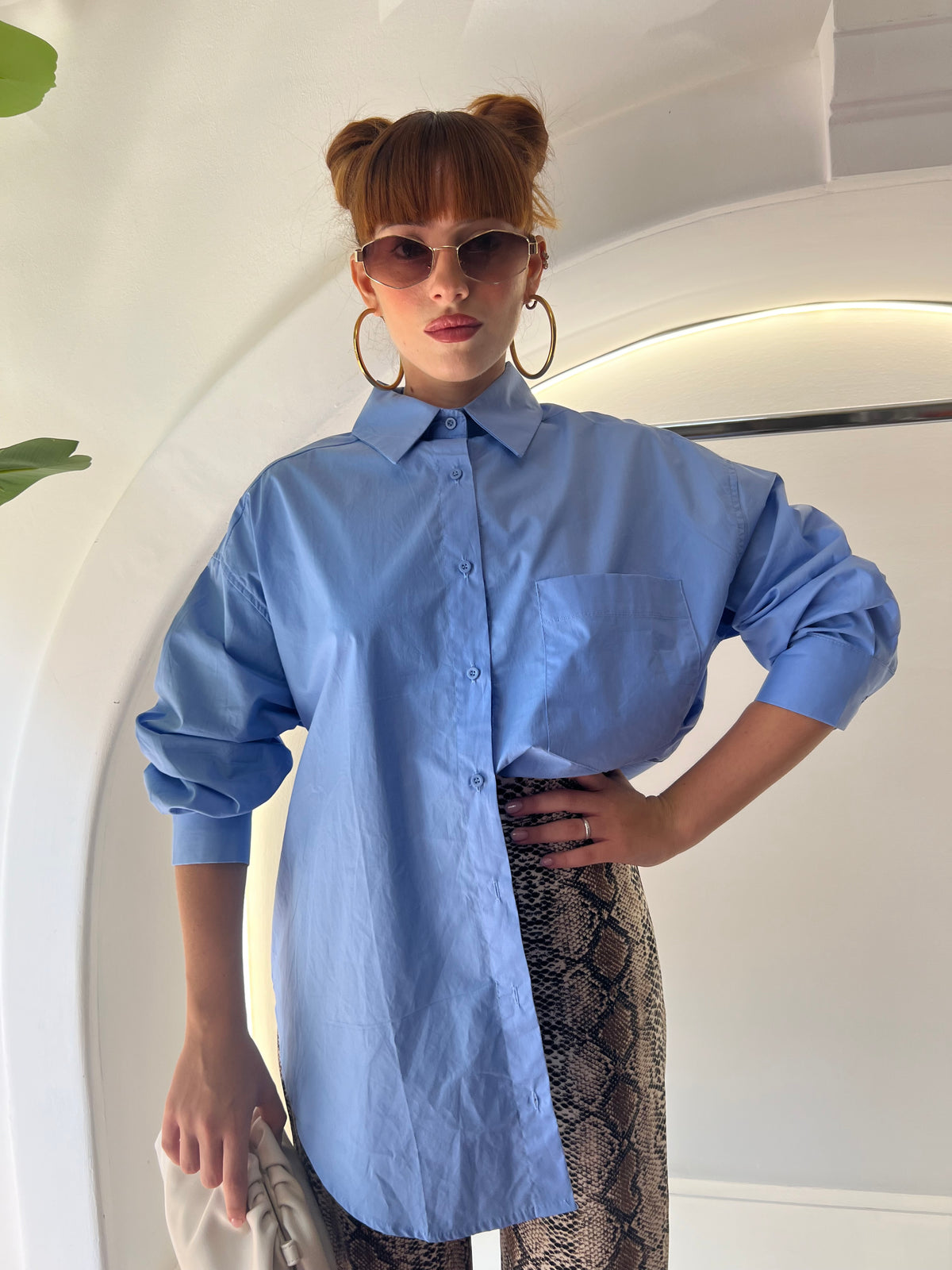 camicia oversize celeste