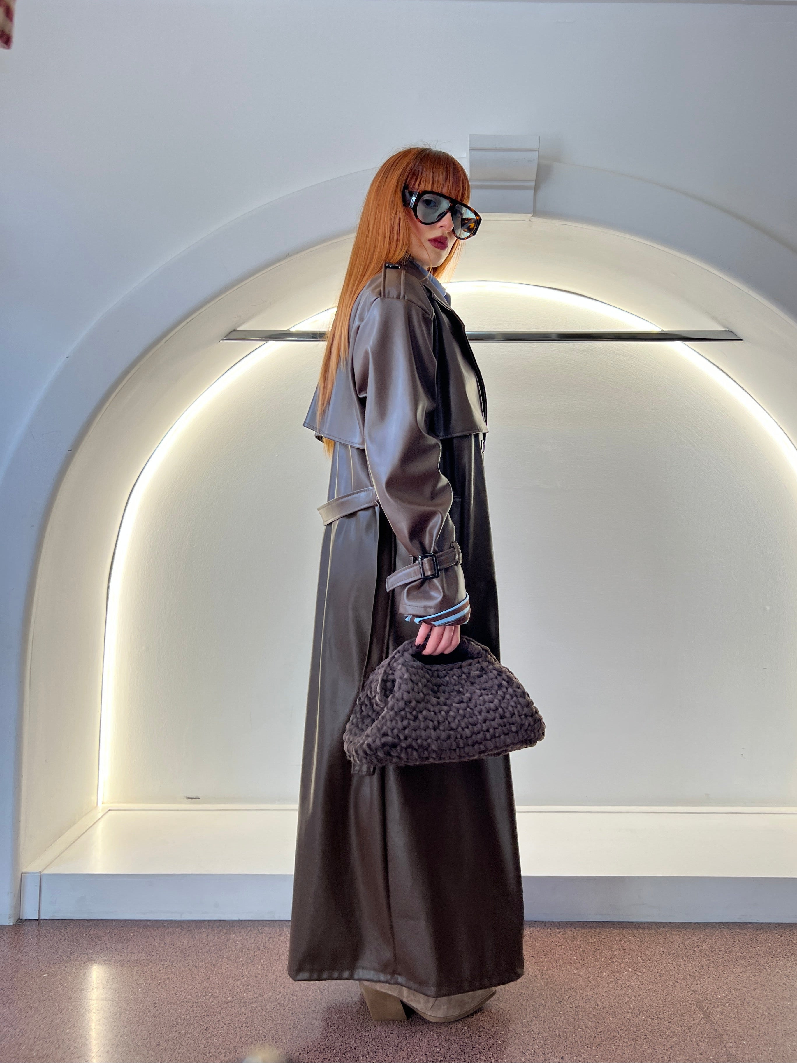 trench  ecopelle marrone / nero