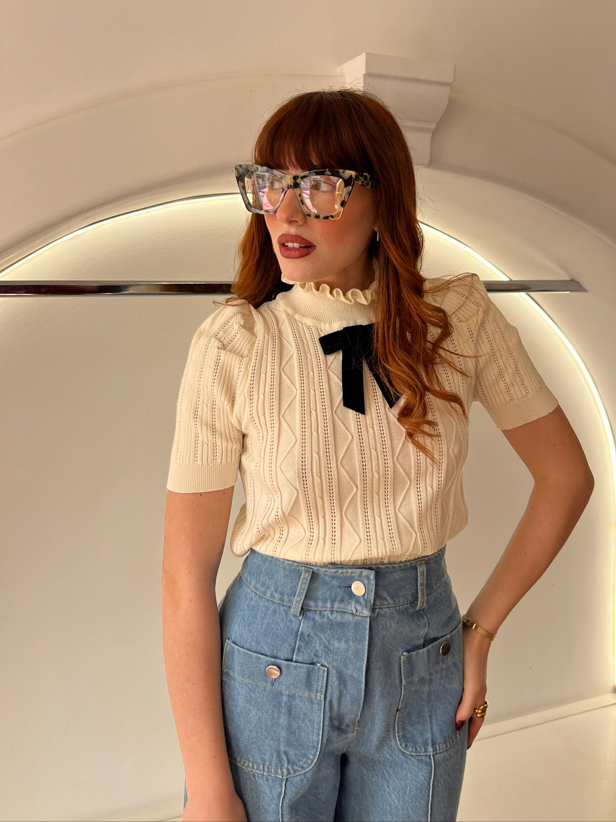 shirt con fiocco velvet