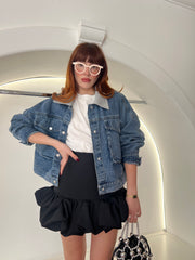 Denim jacket gray collar