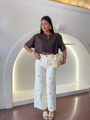 pantalone flowers panna