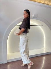 pantalone flowers panna