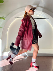 Blazer oversize bordeaux ecopelle