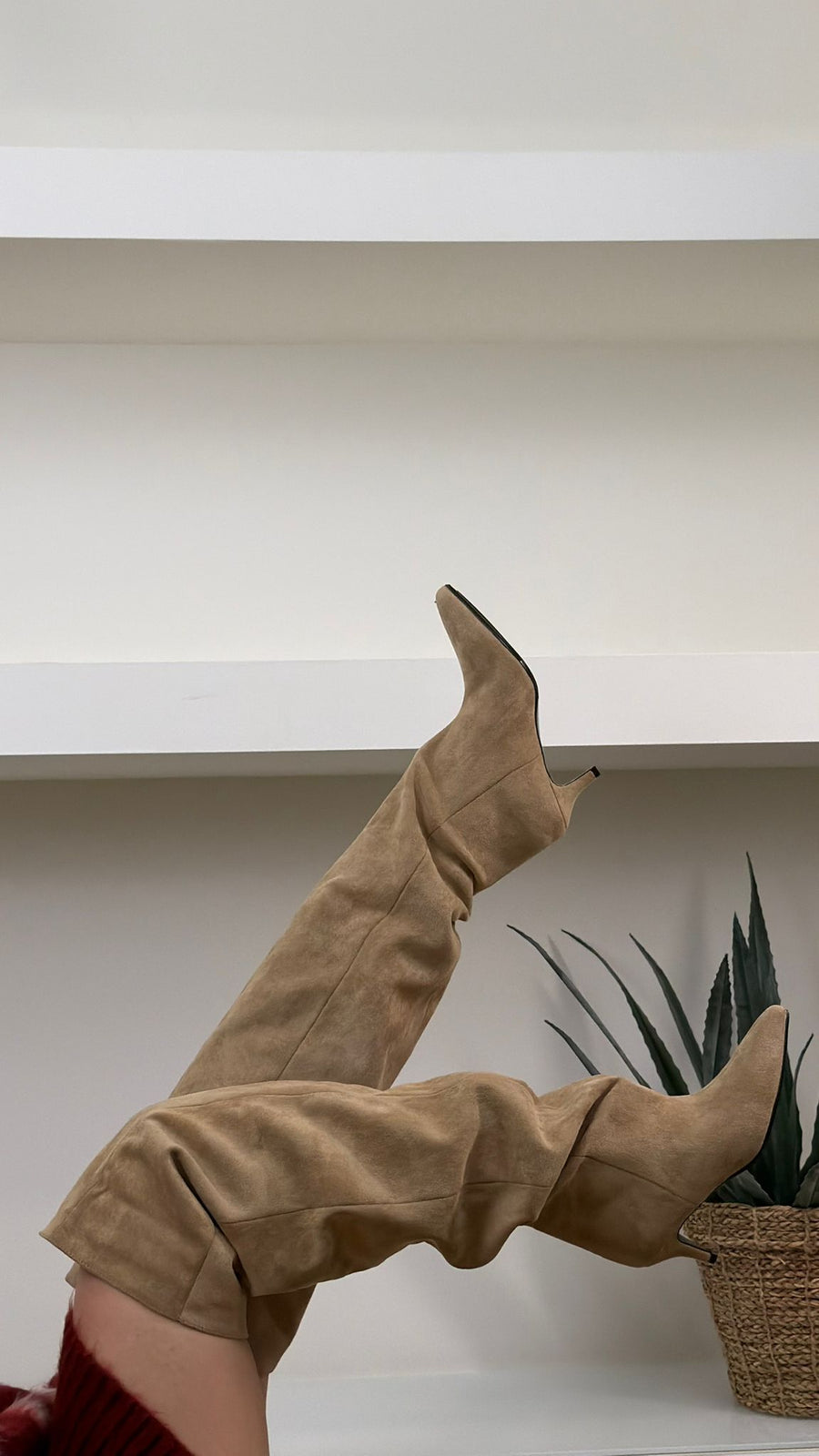 Stivale Alto Suede Minimal – Beige